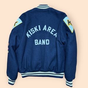 Vintage 1990s Kiski Area Varsity Letterman Jacket Large Blue Vtg Band 90s